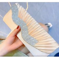 CL1559 - Silk Pleated Diamond Wedding French Clutch